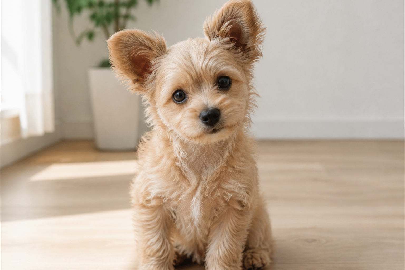 清潔な環境で子犬と子猫を見守る様子
