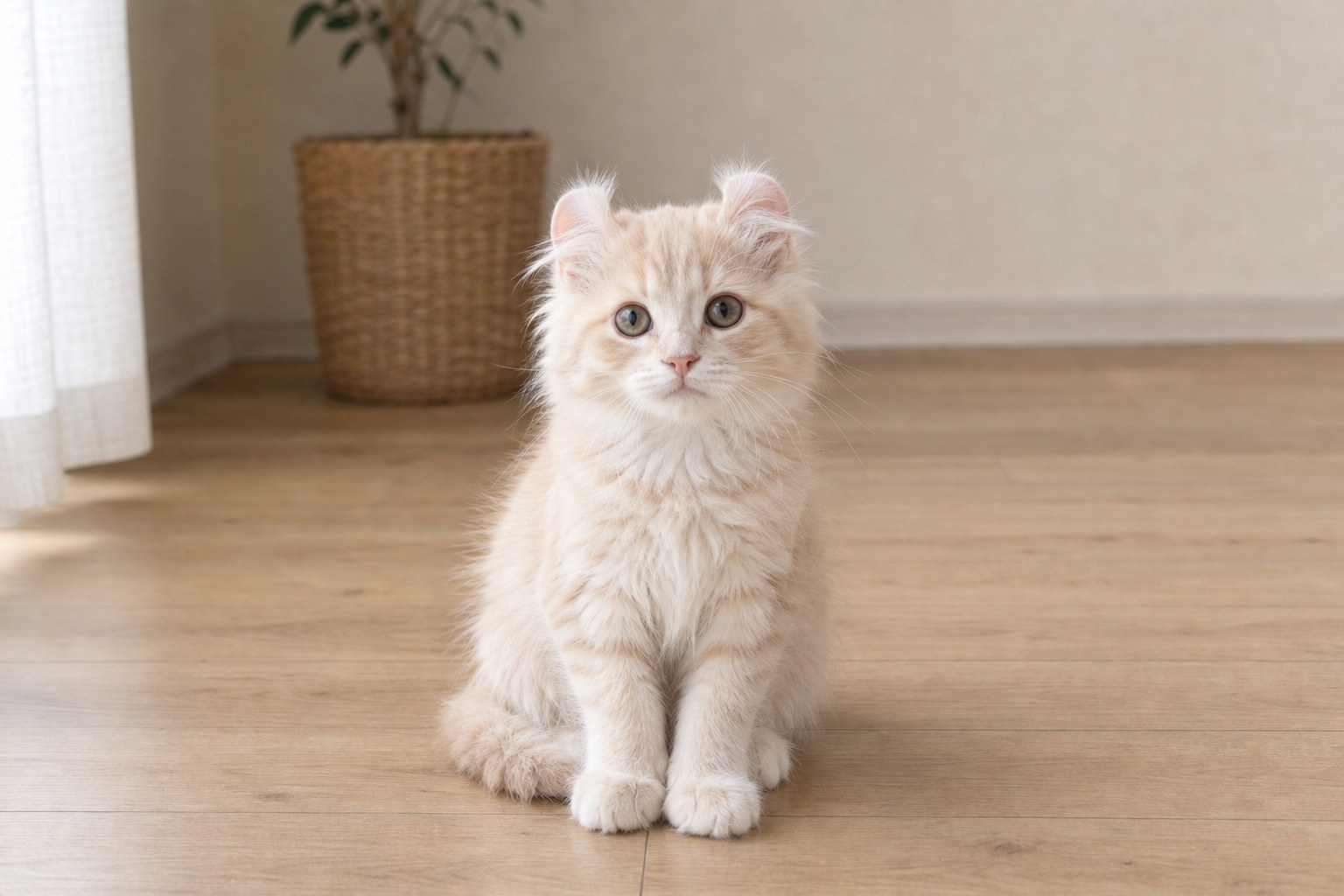 越谷市の飼育環境で顔と両耳が見えるアメリカンカール